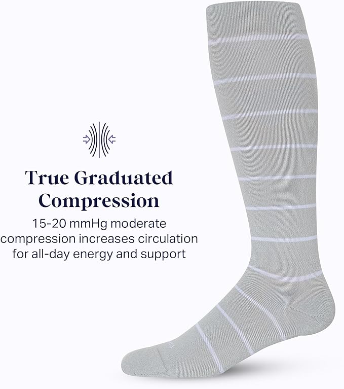 Comrad Recycled Cotton Knee High Socks - 15-20mmHg Graduated Compression Socks - Soft & Breathable Support Socks, Unisex