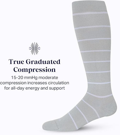Comrad Recycled Cotton Knee High Socks - 15-20mmHg Graduated Compression Socks - Soft & Breathable Support Socks, Unisex