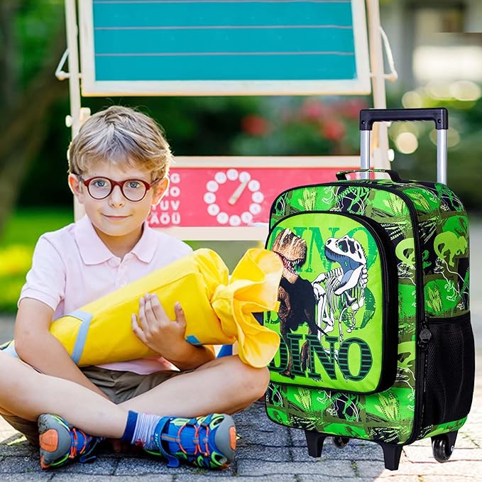 Kids Luggage for Boys and Girls, Cute Dinosaur Unicorn Rolling Wheels Suitcase for Toddler Children