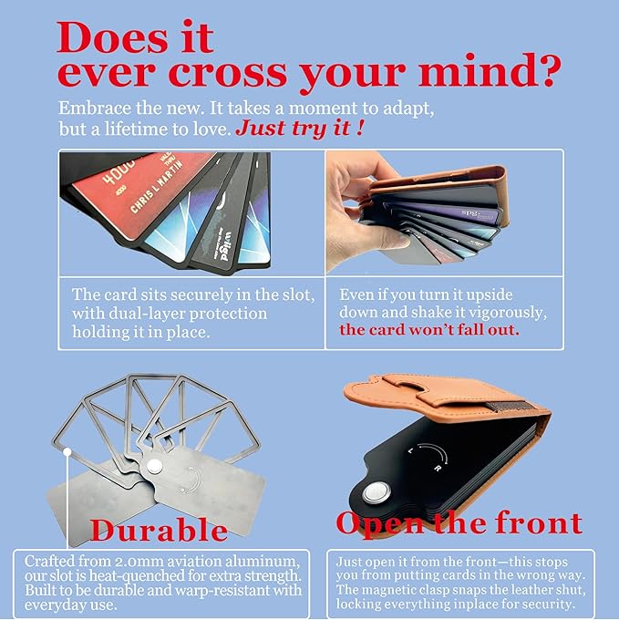 RFID Blocking Leather Wallet with Patented Rotating Card Holder – (5+3) 8 Card Slots, ID Window & Cash Pocket | Patented Anti-Theft Design (Brown)