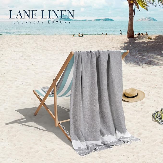 LANE LINEN Beach Towel, 2 Pack Beach Towels Oversized, 39"x71", Quick Dry Pool Towels for Adults, Absorbent Sandproof, Lightweight Travel Beach Towel - Alloy