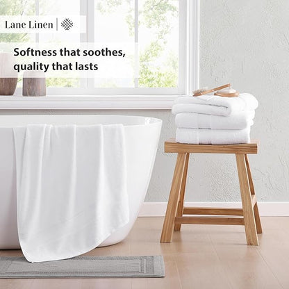 LANE LINEN 100% Cotton 4 Pack Bath Towels (30"x60") - Zero Twist, Cotton - Large Towels for Bathroom - Quick Drying, Highly Soft & Absorbent Shower Towel Set - Hotel & Spa Quality - White Towel Set