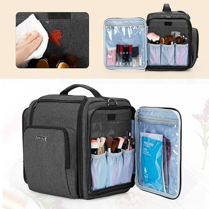 BAFASO Large Travel Toiletry Bag with 4 Removable Pouches, Multifunctional Makeup Bag Hair Bag for Toiletry and Makeup Supplies, Black