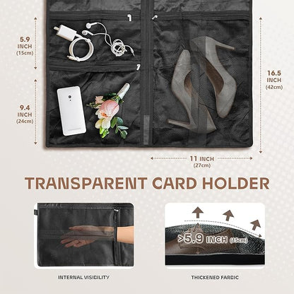 60 inch Garment Bags for Closet Storage and Travel with Zipper Pocket, Heavy Duty Waterproof Hanging Suit Bag with Handles for Suits, Coats, Jackets, Shirts, 1 pack