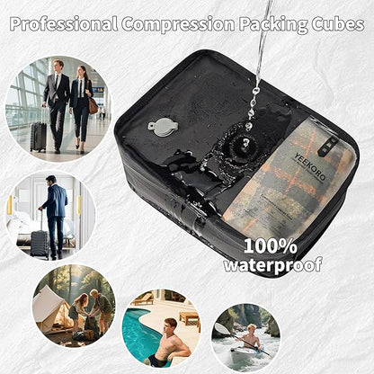 Compression Packing Cubes for Travel, Small Vacuum Bags for Business Trip, 12 Inch Professional IP67 Reusable Packing Cubes, Organizer Bags for Luggage for Women & Men(2 PACK, No Pump)