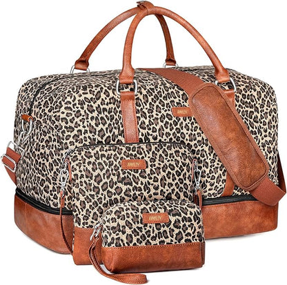 IBFUN Weekender Bags for Women, 21" Weekender Travel Bag, Travel Duffle Bag with Shoe Compartment Carry on Overnight Duffel Bag for Weekend Travel Business Trip, 3PCS