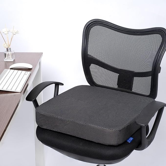 CYLEN Ifoam Gel Infused Memory Foam Layer Wheelchair Cushion - Seat Cushion for Wheelchair-Office Chair, Kitchen Chair, Car Seats-Pressure Sore and Tailbone Pain Relief-High Dense Polyfoam Base(Black)