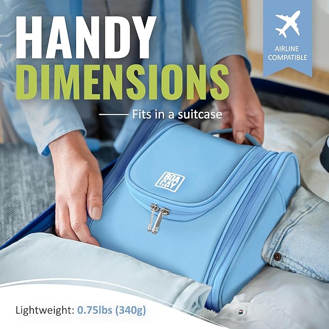 BOACAY Hanging Travel Toiletry Bag for Women and Men, Makeup Bag, Bathroom & Shower Organizer Kit for Accessories, Cosmetics, Travel Essentials