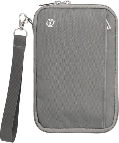 WALNEW Passport Holder for Travel Family, RFID-Blocking Travel Wallet Holder for 6 Passports, Water Resistant Bag Document Organizer for Cards, Cash, Boarding Passes, Tickets (Gray)