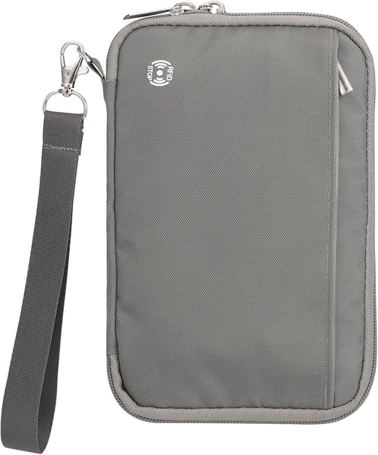WALNEW Passport Holder for Travel Family, RFID-Blocking Travel Wallet Holder for 6 Passports, Water Resistant Bag Document Organizer for Cards, Cash, Boarding Passes, Tickets (Gray)