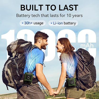 Aristide Waist Fan With Flashlight,Personal Fan Portable USB Rechargeable Waist Clip Fan Working Fan Hand Free 10000mAh, 36hours Wearable Cooler