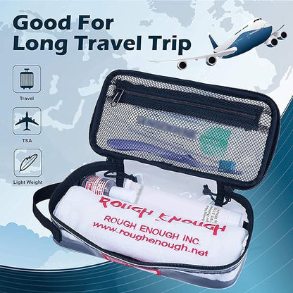 Rough Enough Clear Travel TSA Approved Toiletry Bag Small Toothbrush Case Shaving Kit Organizer Pouch for Women Men