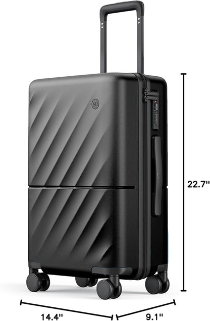 NINETYGO Carry On Suitcase, 20 Inch Carry-On Luggage with Double Spinner Wheels, Anti-Burst Zipper, Hard Case PC Suitcase Carry On, Lightweight Travel Luggage, TSA Approved (Onyx Black, Hudson)
