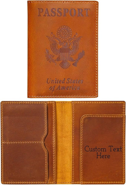 HIFA Personalized Leather Passport Holder, Custom Passport Holder, Handmade Passport Cover with Card and Ticket Slot - Genuine Leather, Elegant Design, Easy Access - Passport Case, Passport Wallet