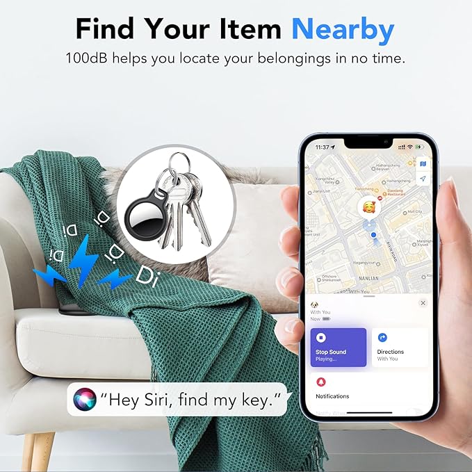 Air Tracker Tags-1 Pack, 2025 New [Apple MFi Certified],Bluetooth Tracker Work with Apple Find My (iOS Only), Replaceable Battery, Smart Tag with Diverse Holder, Item Finder for Luggage/Key/Suitcase