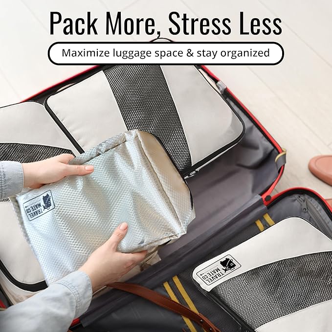Travel Mate Co 6-Piece Travel Bag Set - 3 Packing Cubes for Travel in Small, Medium & Large - Includes 1 Shoe Bag, 1 Laundry Pouch & 1 Toiletry Organizer - Lightweight & Durable Luggage Organizer Bags
