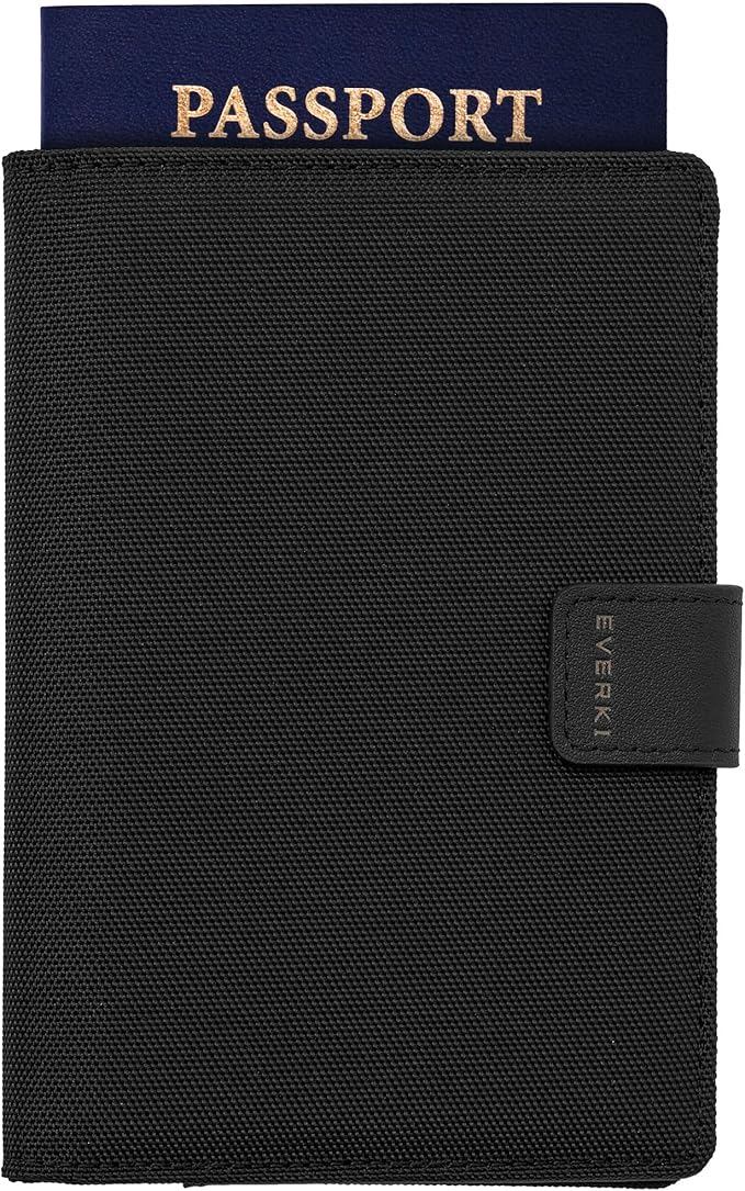 EVERKI RFID Passport Wallet - RFID Passport Holder for Travel, Slim RFID Blocking Pass Port Case Cover & Protector, Cute Pass Port Holder for Men & Women, Travel Essentials Gift for Travelers, Black