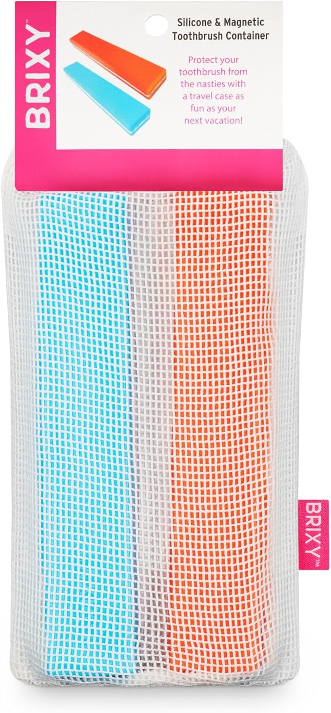 BRIXY Toothbrush Container, Silicone Travel Case, Portable Holder for Manual Toothbrushes, Bathroom, Camping, Vacation, Business Trip, Durable Silicone, Seals Magnetically, 2Pack