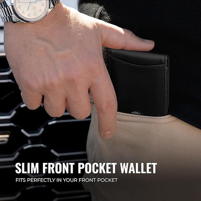 Kingly Cash Pocket Slim Wallet for Men - RFID Blocking Leather Card Holder - Minimalist Men’s Wallet for Front Pockets - Holds 1-15 Cards & Cash - Durable Italian Leather Wallets