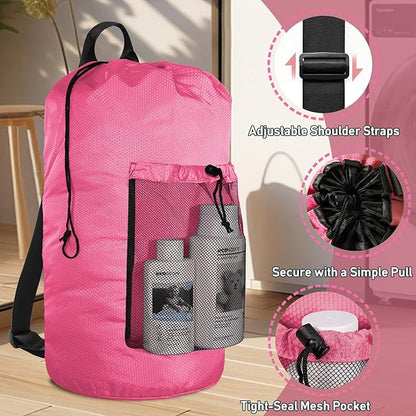 Laundry Bag Backpack Large Travel Laundry Bag with Adjustable Shoulder Straps Portable Laundry Hamper for College, Dorm, Apartment Camp