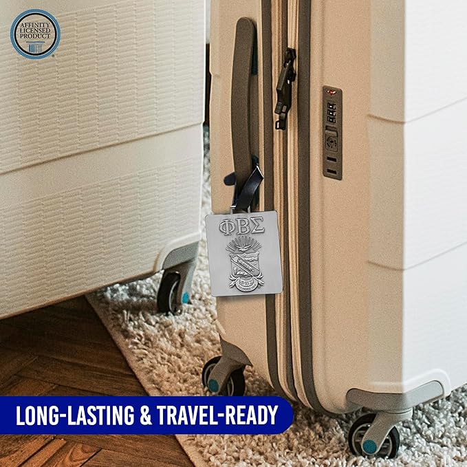 Phi Beta Sigma Official Vendor - Travel Luggage Tags - Set of 2 - Greek Letters and Shield - Fraternity Paraphernalia