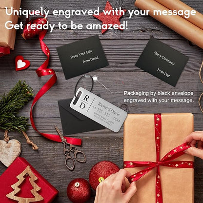 Personalized Luggage Tags for Suitcases 4 Pack - Stainless Steel Custom Luggage Tags for Backpacks & Bags, Sturdy, Waterproof & Heavy Duty (Silver / 3" x 1.25")