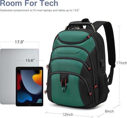 Boavan Laptop Backpack for men, 15.6 inch Laptop Bag with USB Port, Waterproof Travel Work Backpack Purse, Anti-Theft Teacher Nurse Doctor Casual Bookbags Office Business backpack，Deep Juniper Black