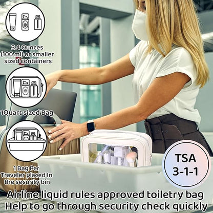 8 Packs TSA Approved Toiletry Bags Clear Toiletry Bags for Travel PVC Makeup Pouch Waterproof Quart Size Clear Cosmetic Bag with Zipper for Airport Airline Compliant Bag Women Men Travel Bathroom