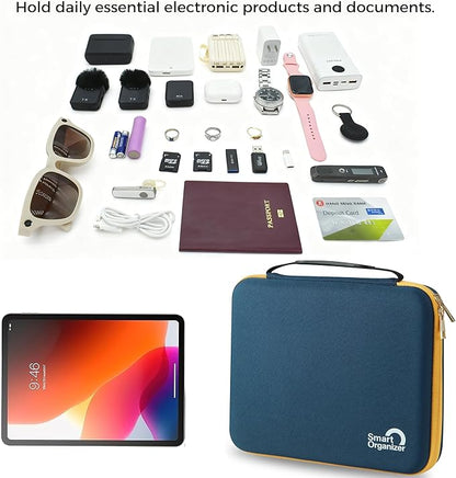 Electronics Organizer Case, Daily Tech Accessories Storage Bag for Charger, Cables, Power Bank, Lapel Mic,Watch, Passport, Travel Electronic Organizer Case for Travel Live Streaming Business Trip