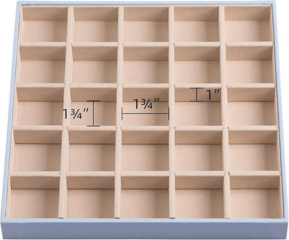 Frebeauty Earring Organizer Classic Jewelry Box 50 Slots Double Layer Jewelry Storage Case with 6 Necklace Hook and Bracelet Pocket(Sky Blue)