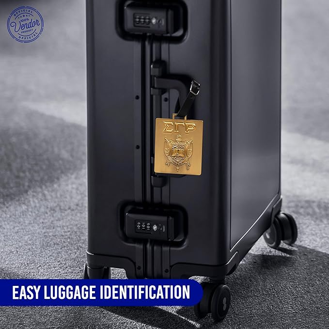 Sigma Gamma Rho Sorority Paraphernalia - SGRho - Official Vendor - Travel Luggage Tags - Set of 2 - Greek Letters and Shield