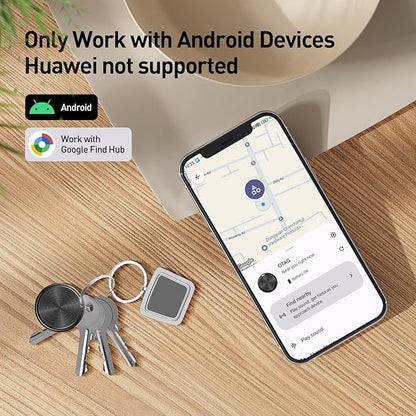 Air Tags-4 Pack Android Luggage Tracker Works with Google Find Hub App(Android Only), Loud Sound, Replaceable Battery, for Keys, Suitcase, Backpack, Wallet