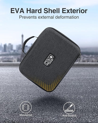 Luxtude Electronic Organizer Travel Case Large, Hard Case for Electronics, Sturdy Tech Organizers, Travel Cable Bag with Shoulder Strap, Hard Charger Organizers, Fits for iPad(Up to 11’’), Tech Gifts