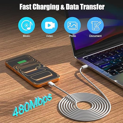 Dual Port USB A/C Charger for iPhone 17 16 Pro 10FT Woven USB C Fast Cable,2Pack Type C Charger Block USB C Nylon Braided Cable Cord for iPhone 17/17 ProMax/17 Air,16/16 ProMax/16e,15 Pro Max/15 Plus