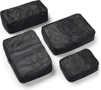 Packing Cells - 4 Set Packing Cubes Luggage Organizer Bags (S, M, 2 x L), Must-Have Suitcase Organizer for Travel, Road Trip & Camping Accessories, Stain-proof, Washable, 3 Sizes - Charcoal