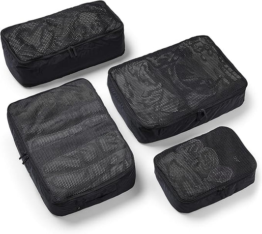 Packing Cells - 4 Set Packing Cubes Luggage Organizer Bags (S, M, 2 x L), Must-Have Suitcase Organizer for Travel, Road Trip & Camping Accessories, Stain-proof, Washable, 3 Sizes - Charcoal