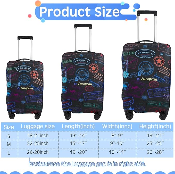 Sherr 3 Pieces Travel Luggage Cover Suitcase Protector Anti Scratch Suitcase Washable Baggage Covers(Vintage Theme,S/Medium/L)