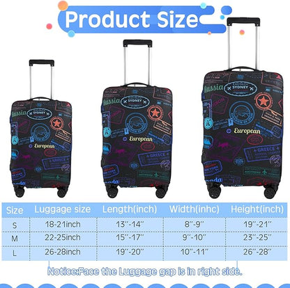 Sherr 3 Pieces Travel Luggage Cover Suitcase Protector Anti Scratch Suitcase Washable Baggage Covers(Vintage Theme,S/Medium/L)