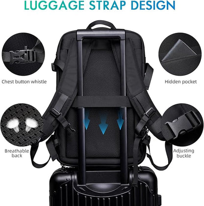 Carry on Backpack for Women Men 40L Flight Approved Travel Backpack Fit 17 Inch Laptop with USB Charging Expandable Business Weekender