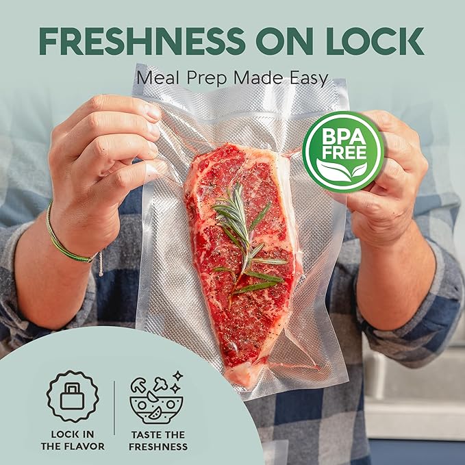 Avid Armor Vacuum Sealer Bags Quart 8x12 Inch 100 Pack for Food Saver, Seal a Meal Vacuum Seal Machines, Commercial Grade Heavy Duty BPA Free for Sous Vide and Meal Prep Precut Storage Bag