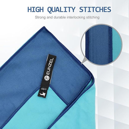 Eunzel Quick Dry Camping Towel, Microfiber Travel Towel Super Absorbent Fast Drying Towel for Camping, Beach, Gym, Backpacking, Yoga & Swimming(30" x 60", Navy/Cyan)