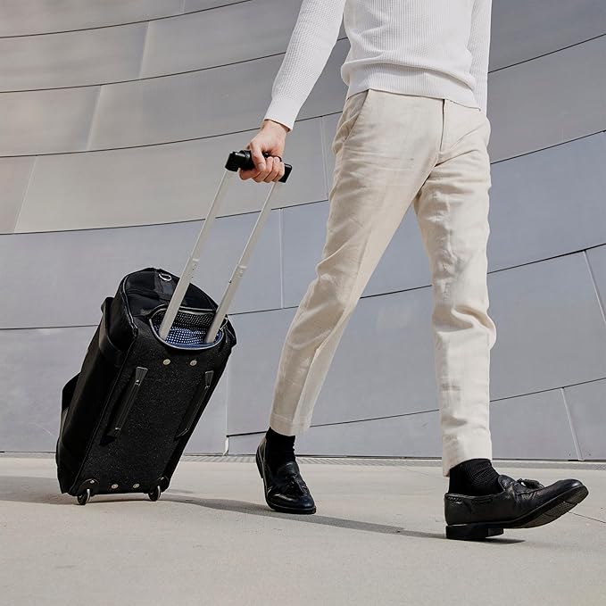 Wool & Oak - NOVA Large Duffle Bag with Wheels - Carry On Garment Duffle Bags for Travel, Overnight, Hospital - Travel Bags with Shoe Compartment & Tech Pocket - Gifts for Men (Nylon, Black)