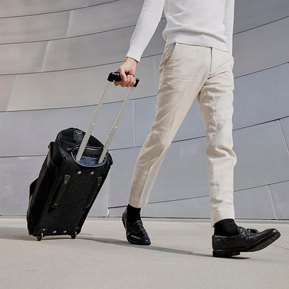 Wool & Oak - NOVA Large Duffle Bag with Wheels - Carry On Garment Duffle Bags for Travel, Overnight, Hospital - Travel Bags with Shoe Compartment & Tech Pocket - Gifts for Men (Nylon, Black)