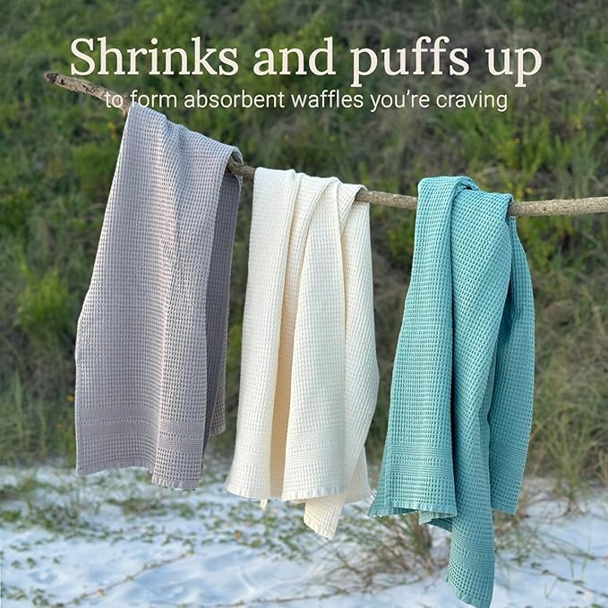 GILDEN TREE Waffle Towels for Bathroom, 100% Cotton Quick Dry Towel, Waffle Bath Towels Large, Absorbent Lightweight Travel Towel, Bath Towels Set of 2, Classic Style (Seafoam)