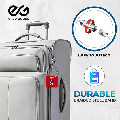 USA Initial Luggage Tag | 4 Pack | Personalized Luggage Tags for Suitcases | Choose Monogram Letter | Custom Fonts & Colors | Choose Tag Color