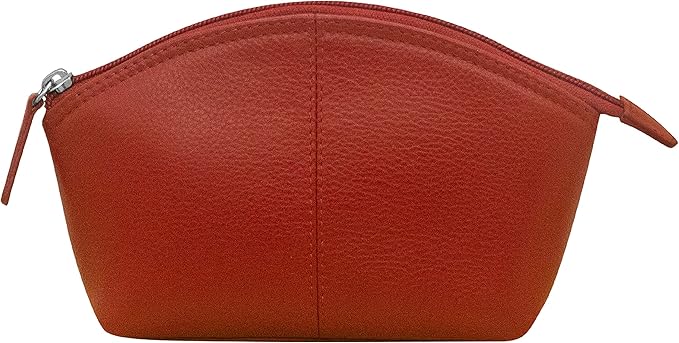 ili New York Genuine Leather Cosmetic Pouch – RFID Blocking, Leather Makeup Bag for Purse with Top Zip Closure & Interior Zip Pocket, Perfect as a Compact and Stylish Travel Cosmetic Bag