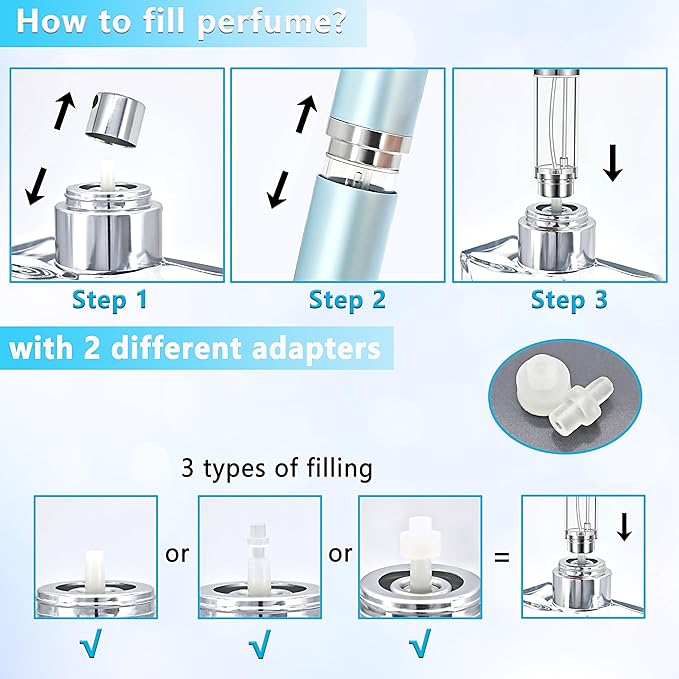 Refillable Perfume Atomizer Travel Bottle 2-Pack 5ml Leakproof Luxury Travel Perfume Refillable Bottle, Portable Fragrance Atomiser (Silver & Gold)