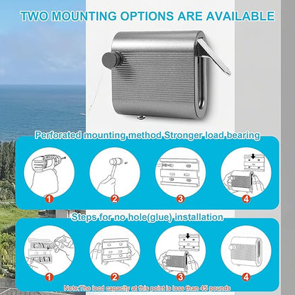 Retractable Clothesline, Anti-Sagging Portable Heavy Duty Washing Line for Indoor and Outdoor (Grey)