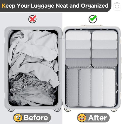 Veken 6/9/11 Set Compression Packing Cubes for Travel Essentials,Compressible Expandable Large Luggage Suitcase Organizer Bags for Clothing,Durable Space Saver Storage Bags(Gray)