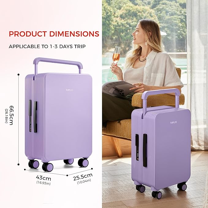 TUPLUS Suitcase ABS Hard Shell Luggage with 4 Spinner Wheels Hold Check in Travel Case, Balance Series
